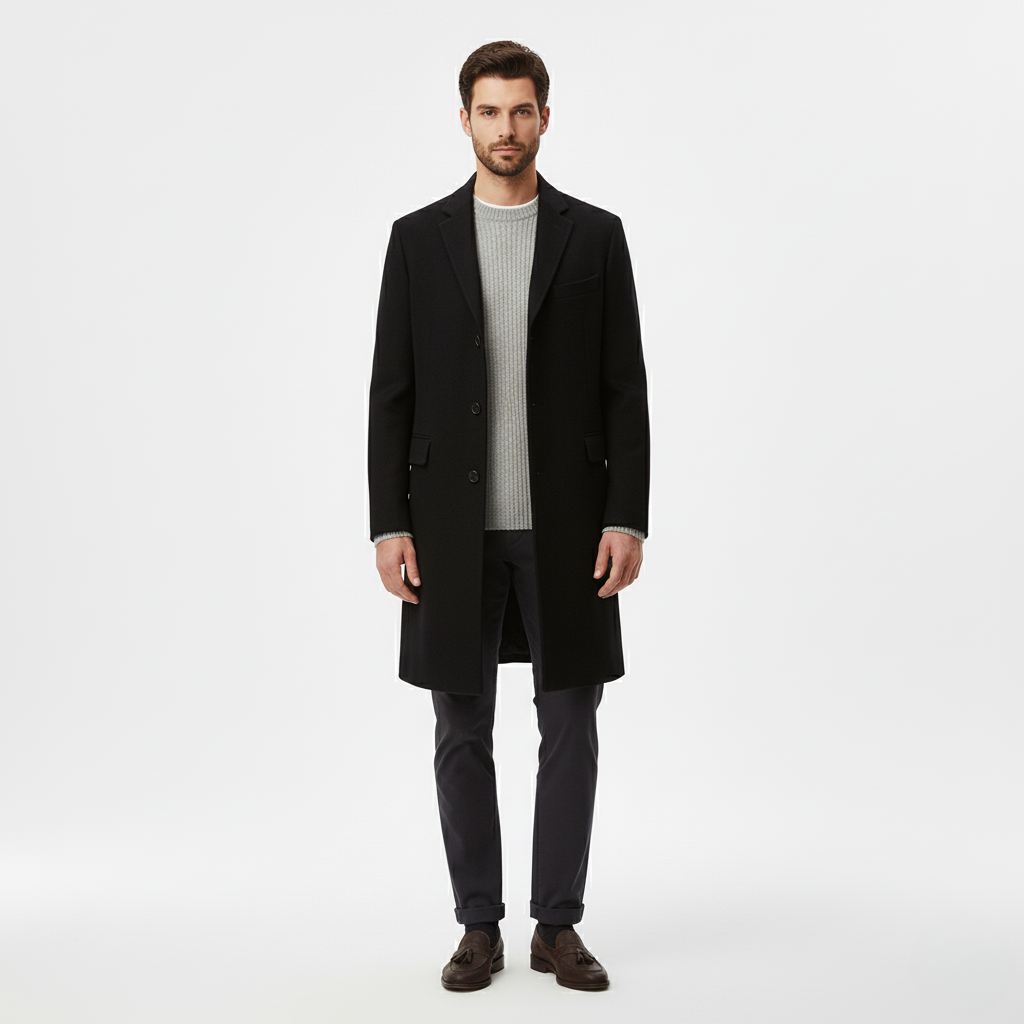 Men's Minimal Structured Overcoat