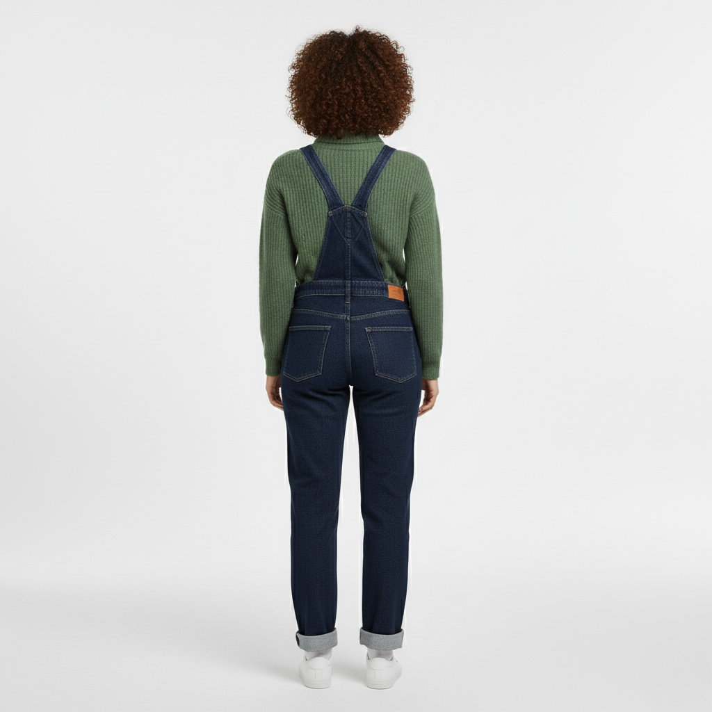 Women's Relaxed Straight-Leg Denim Overalls