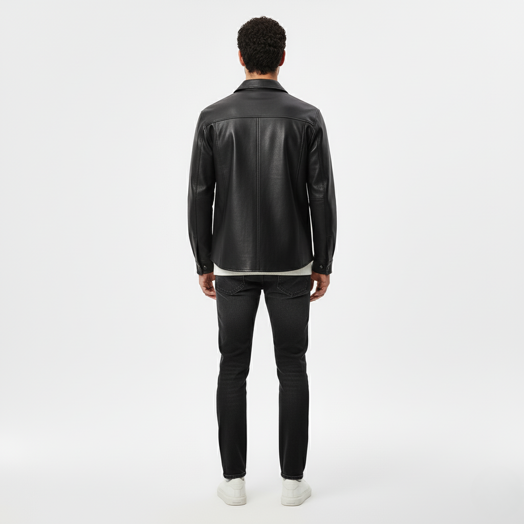 Men's Structured Leather Overshirt