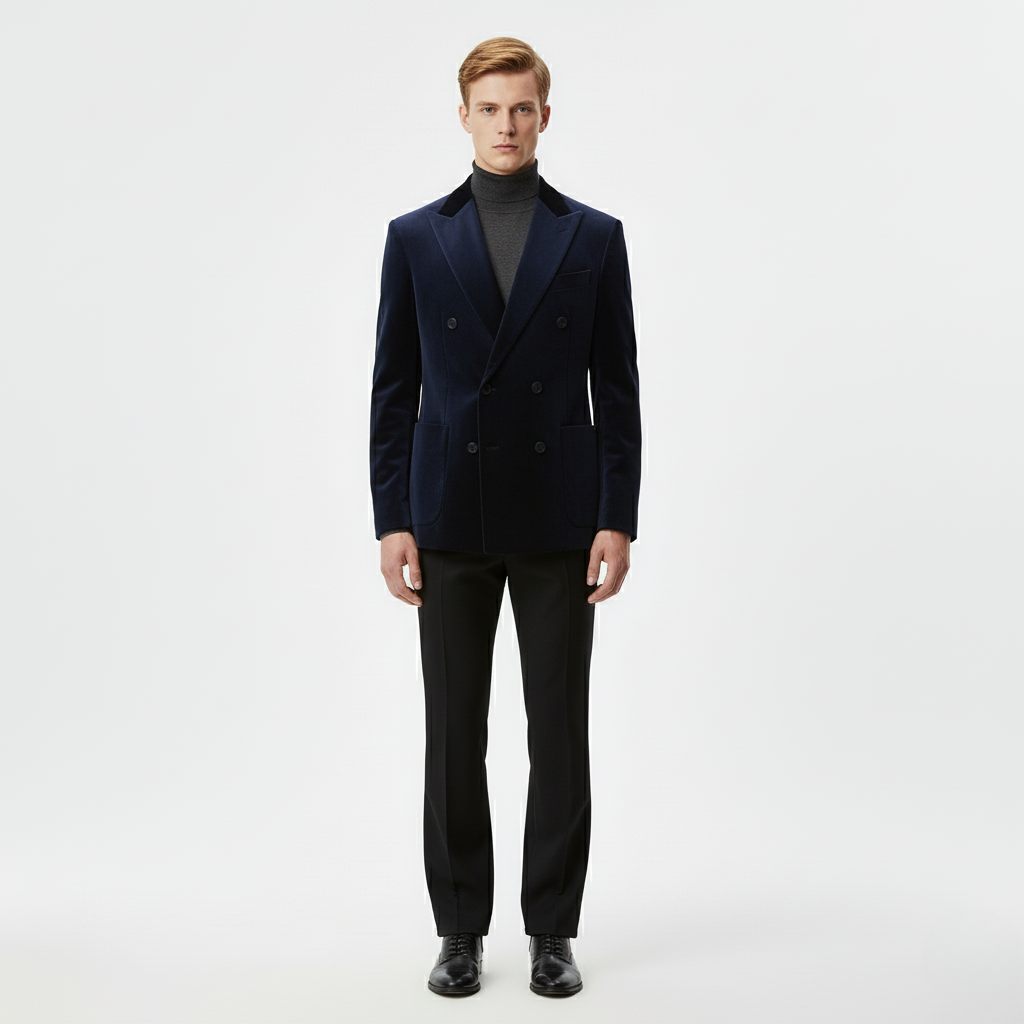 Men's Velvet Double-Breasted Blazer