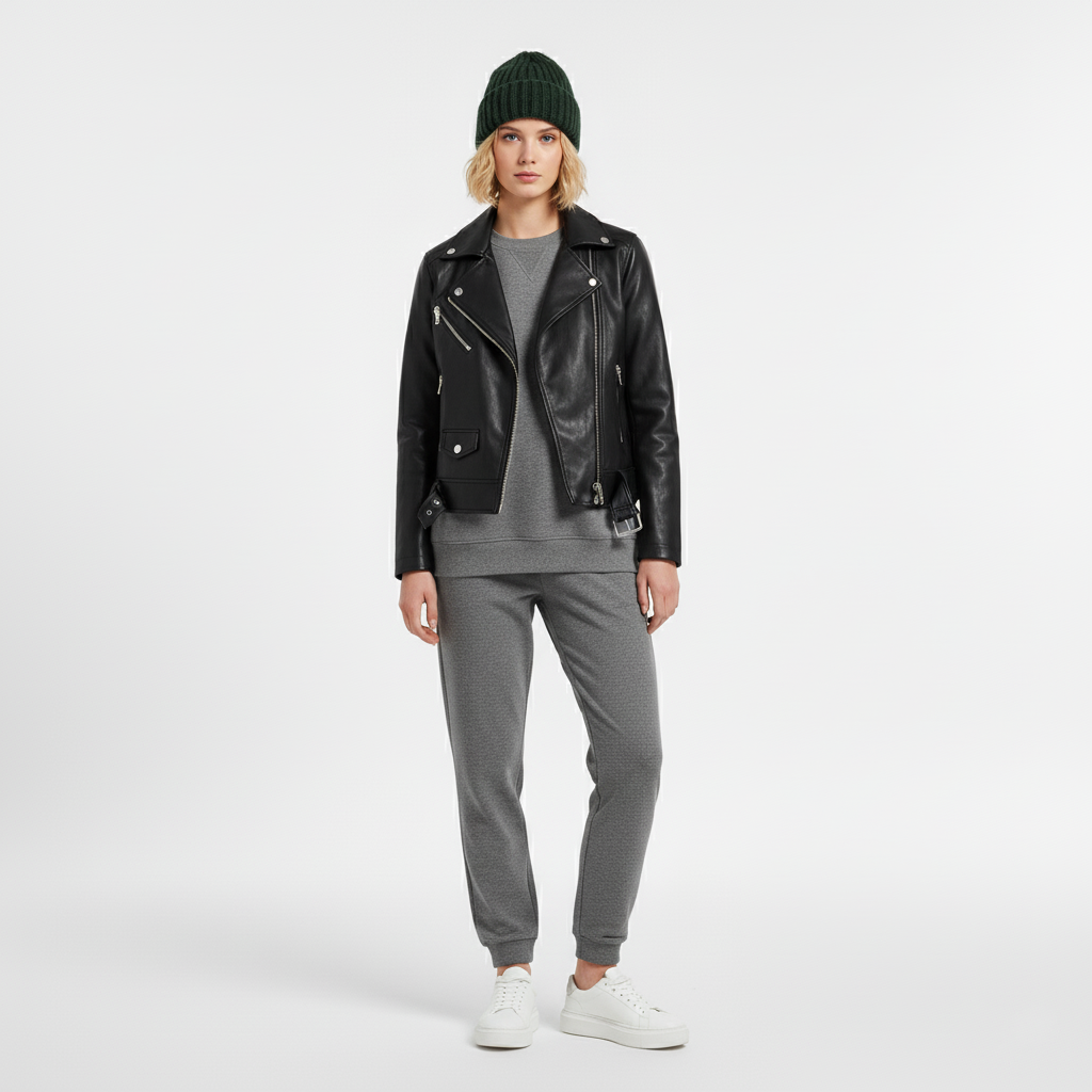 Women's Leather Biker Jacket