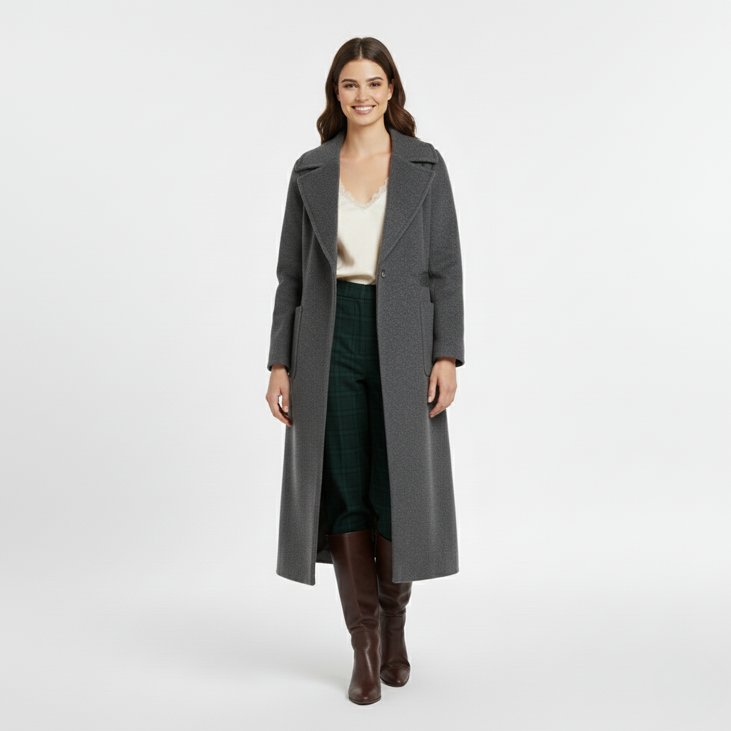 Women's Long Structured Wool Coat