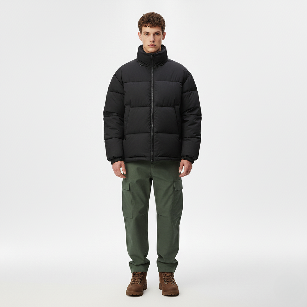 Men's High-Collar Zip Puffer Jacket