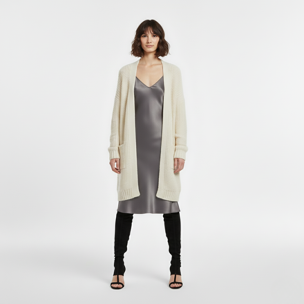 Women's Long Open-Front Knit Cardigan
