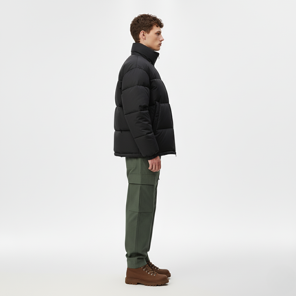 Men's High-Collar Zip Puffer Jacket