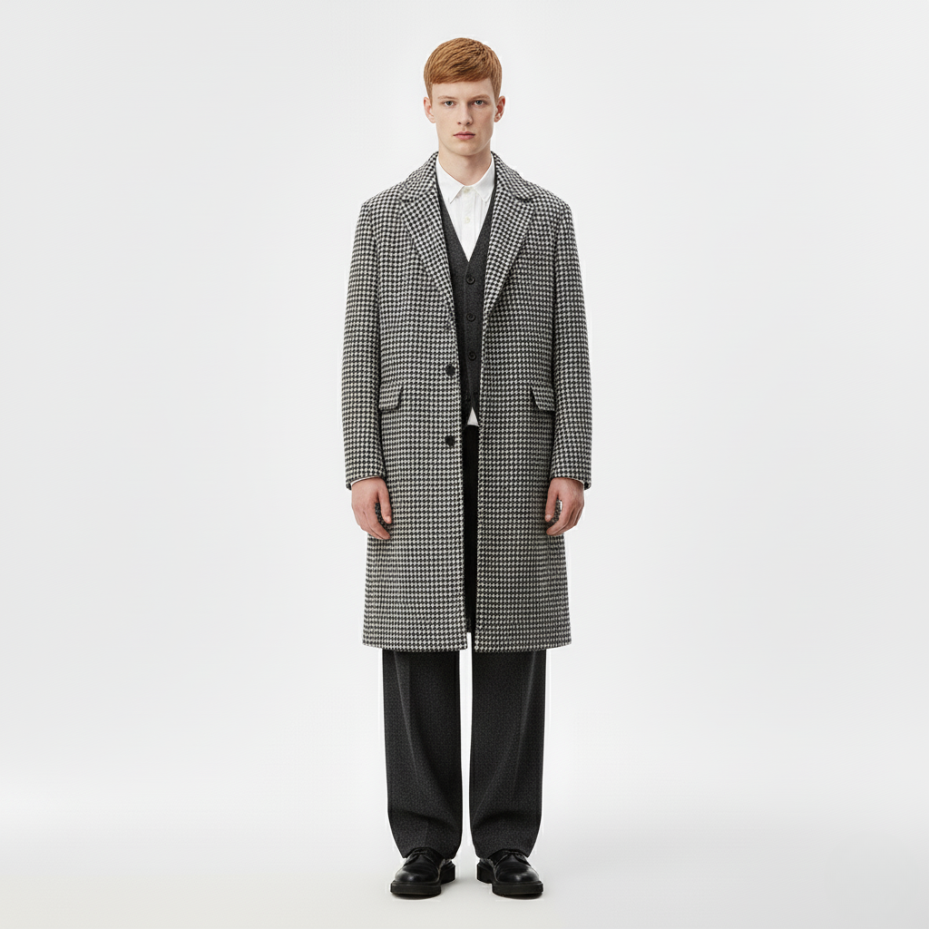 Men's Houndstooth Tailored Overcoat